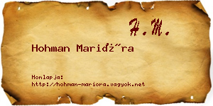 Hohman Marióra névjegykártya
